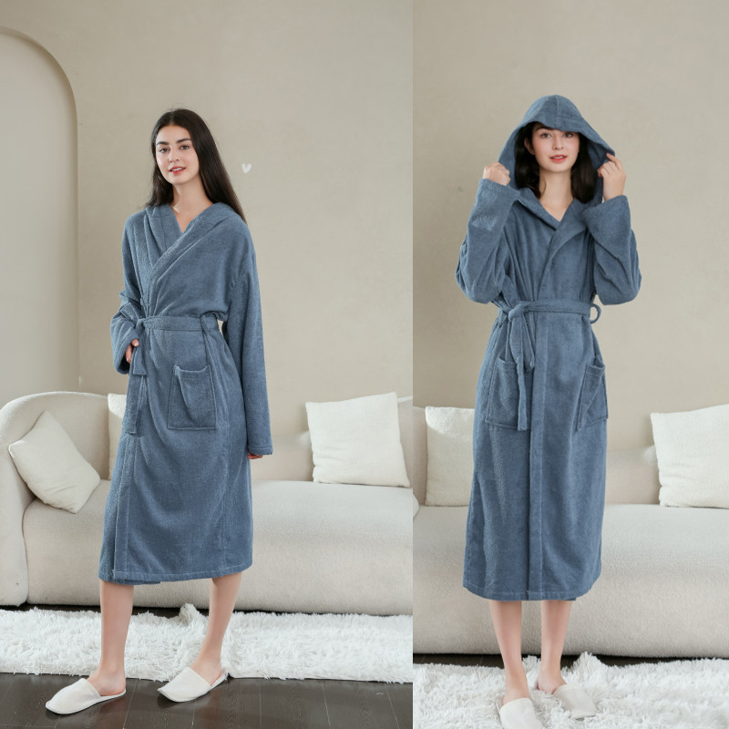 Towel bathrobe hotel couple breathable loose hooded nightgown absorbent bathrobe morning gown Amazon one-piece delivery