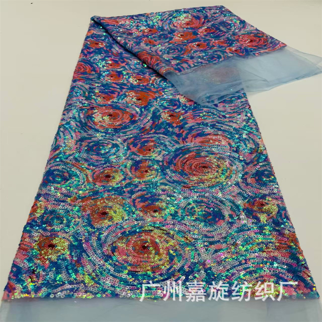 Colorful Full Version Starry Sky Sequin Sequin Embroidered Mesh Fabric European and American Dress Stage Performance Clothing Children's Clothing Fashion Fabric