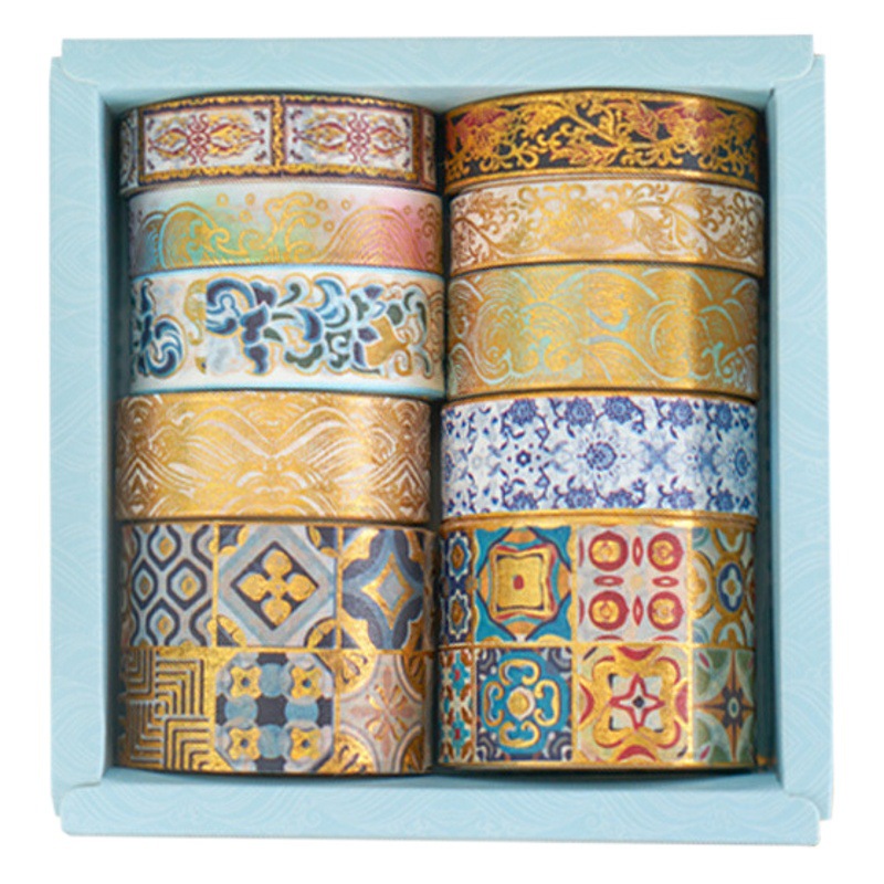 Picture of Pick up light and paper hand account tape wholesale bronzing creative retro diy stickers decorative material tape suit 10 rolls