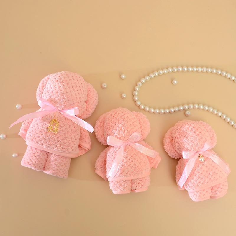 Picture of Bear towel with hand gift small gift kindergarten gift opening wedding gift shape towel making embroidered logo