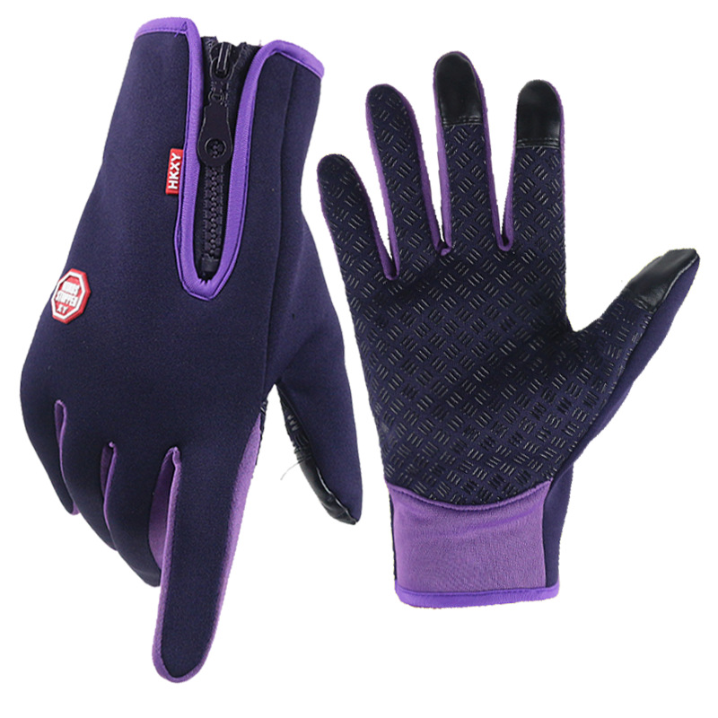 Picture of Touch Screen Gloves Winter Warm Fleece Gloves for Men and Women Cycling Outdoor Sports Non-Slip Snow Mountaineering Zipper Motorcycle