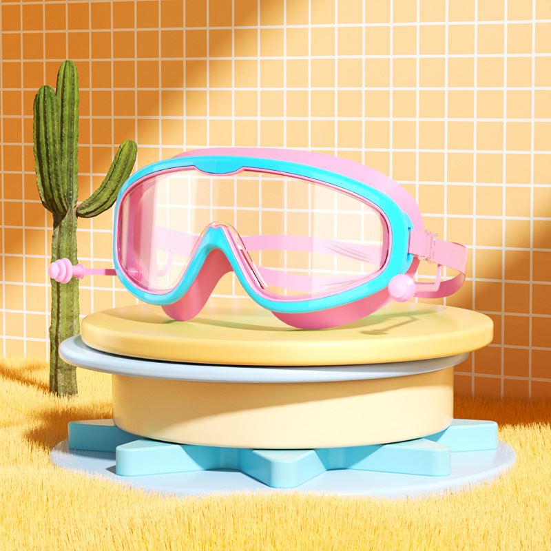 Picture of Factory direct selling children's swimming goggles large frame waterproof anti-fog professional swimming glasses student baby cute wholesale eye protection