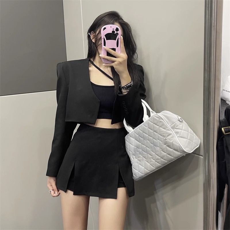 Split Skirt Women's 2025 Summer New High Waist Slimming A- line Black Anti-walking Casual Hip Skirt