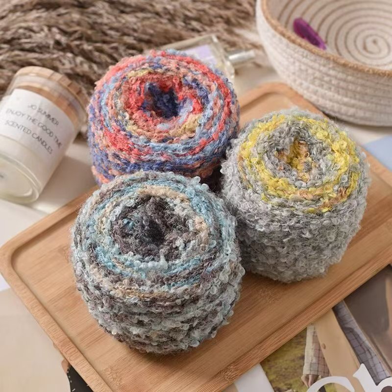 Gradient Dyed Alpaca Loop Wool Yarn, Terraced Field Oil Painting Yarn, DIY Knitting, Non-Tangling, for Scarves and Sweaters, Terraced Field Gradient