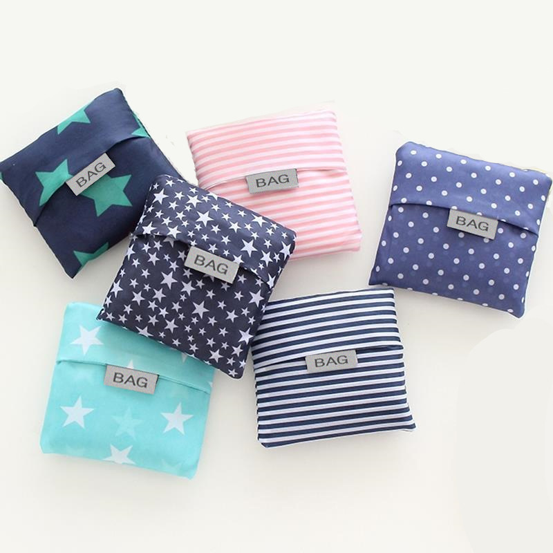 New Portable Fashionable Square Eco-Friendly Shopping Bag Japanese Square Printed Oxford Cloth Foldableing Shopping Bag Bagcu