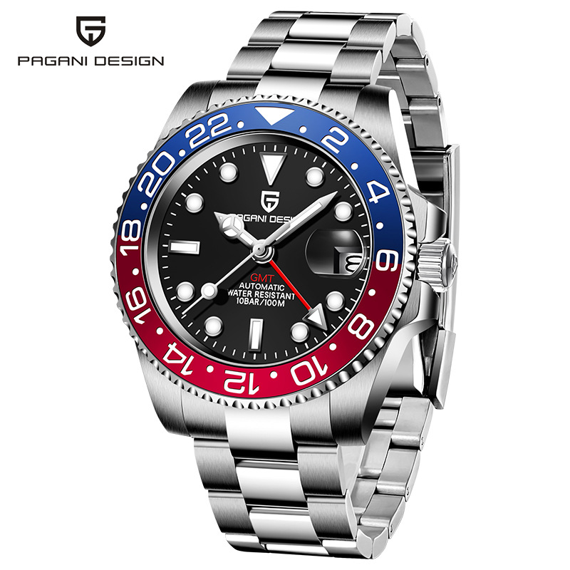 Picture of PAGANI bojiani fashion Men's automatic mechanical watch GMT two hour clock luminous calendar watch 1662