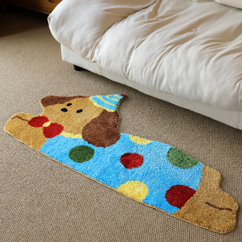 Picture of Small single flocking carpet bathroom mat bedroom tufted carpet living room carpet woven moss carpet