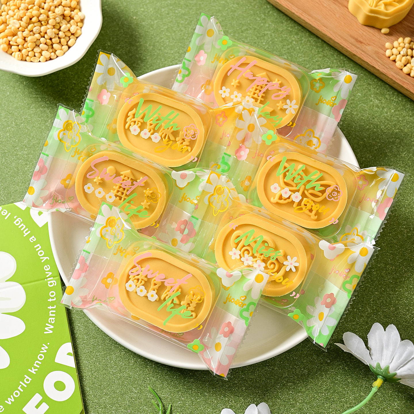 New transparent mung bean cake packaging bag hand-baked mung bean cake ice cake machine bag with bottom self-sealing wholesale