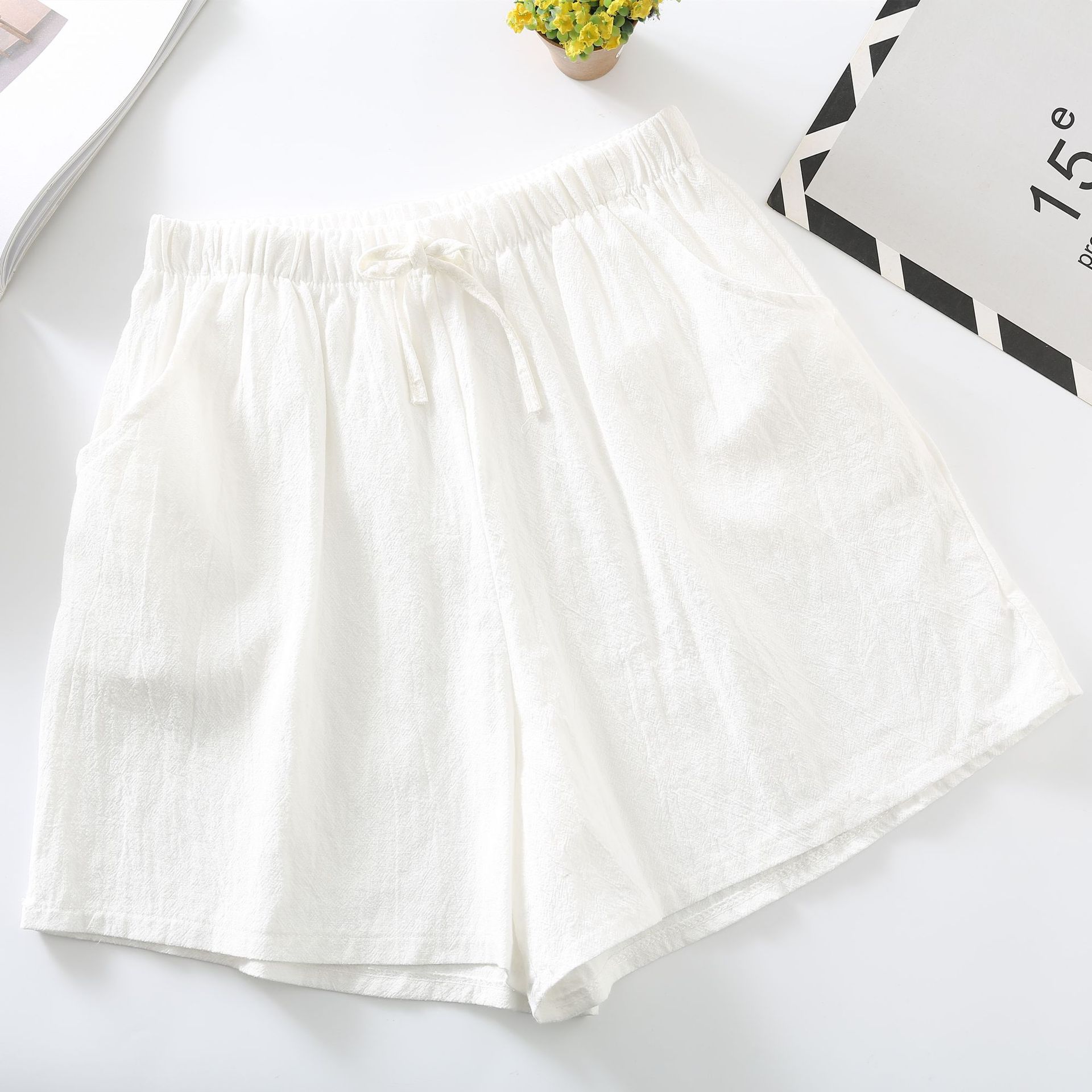 Picture of Cotton and Linen Shorts for Women Summer 2023 New A-Line Outer Wear Wide-Leg Pants Large Size Three-Point Sports Pants Cross-Border Loose Casual Pants