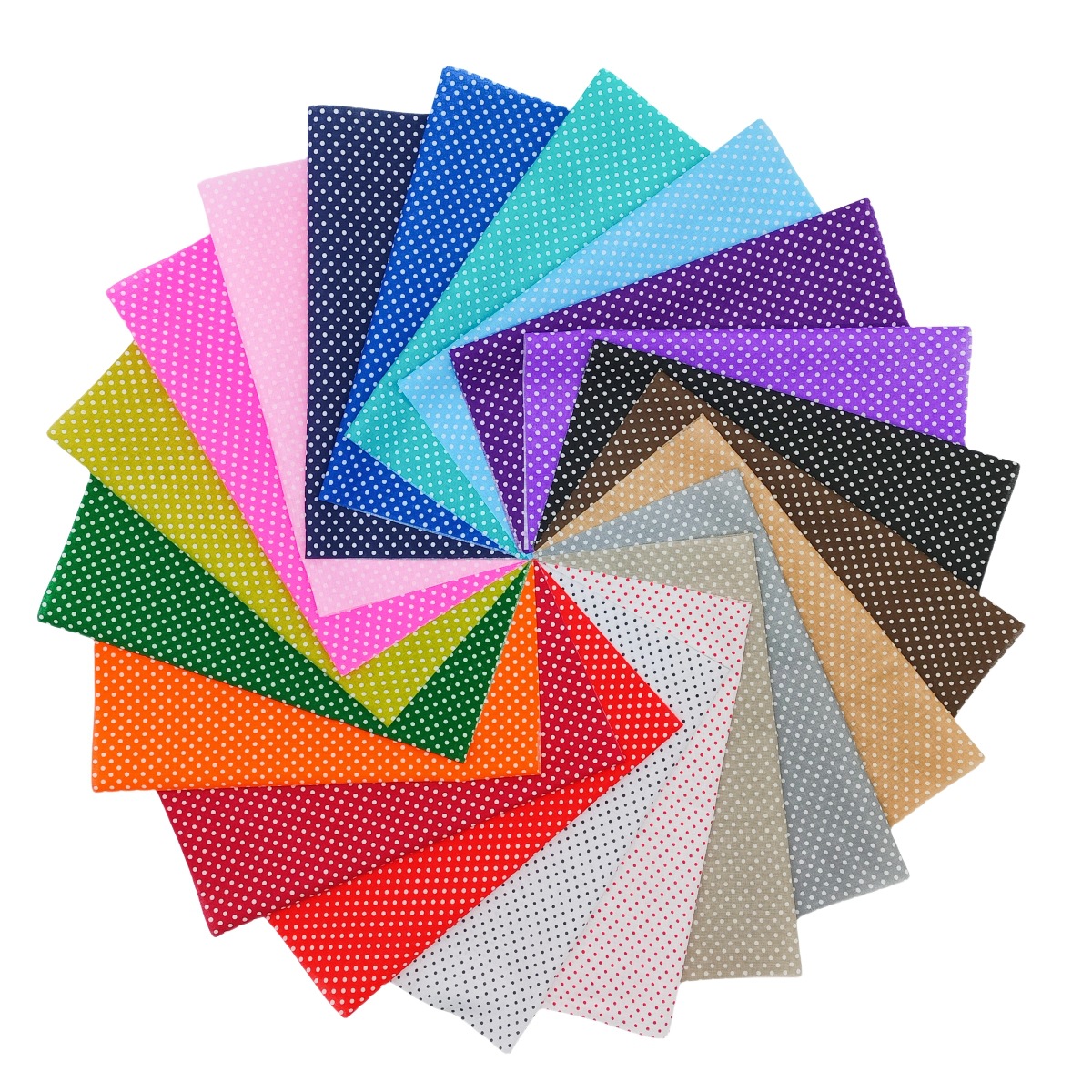 Cross-Border New Cotton Polka Dot Plain Fabric 20 Pieces Plain Cotton Polka Dot Series Pure Cotton Quilted Fabric