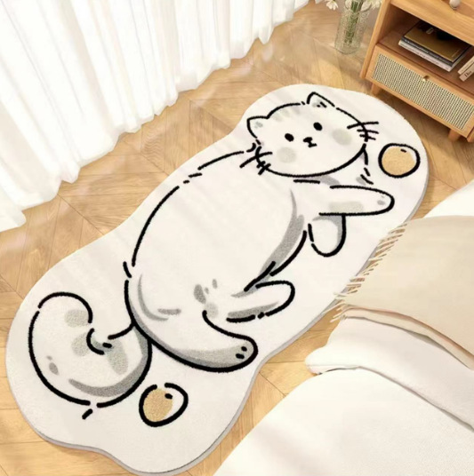 Picture of Cute Cartoon Cat Cashmere Carpet Ins Princess Bedroom Bedside Blanket Cushioned Cat Sense Balcony Bay Window Mat for Hair