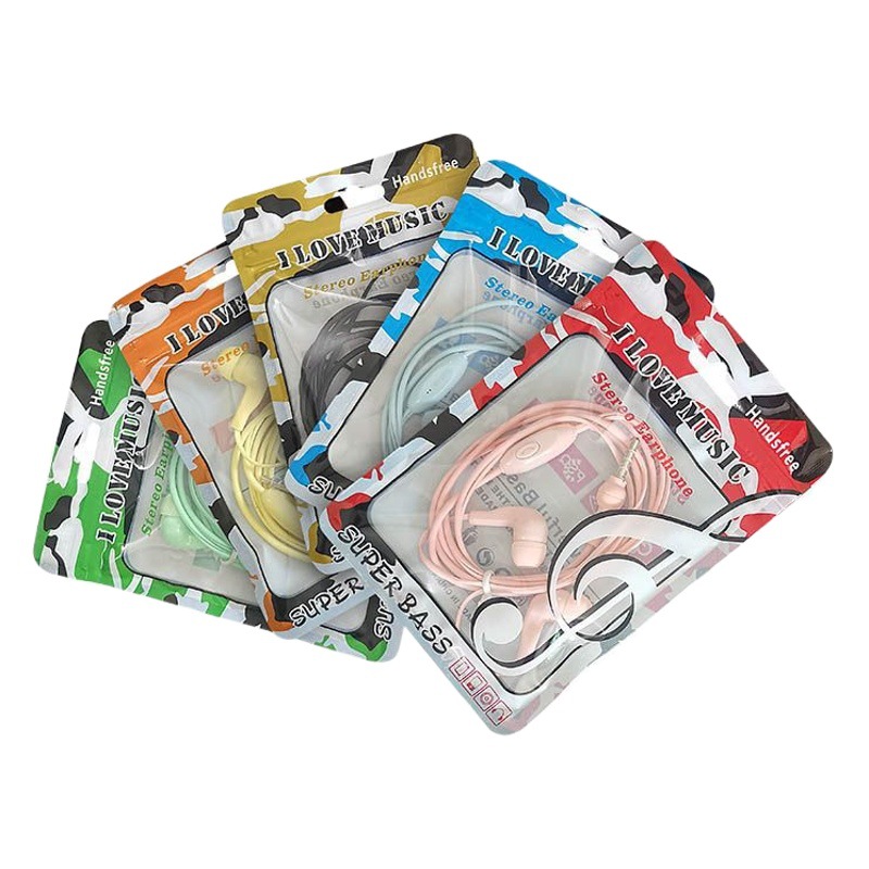Camouflage-Colored Earphone Packaging Bag, Data Cable, Audio Cable, Mobile Phone Electronic Product Accessories, Transparent Plastic Self-Sealing Bag