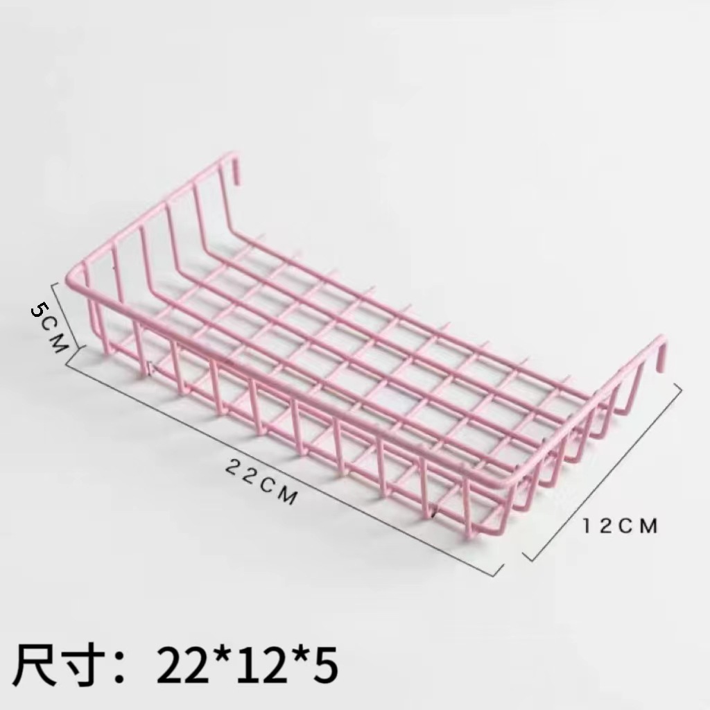 Picture of ins Hanging Basket Tray Iron Wire Mesh Storage Rack Hanging Basket Supermarket Household Storage Finishing Mesh Cave Board Storage Basket