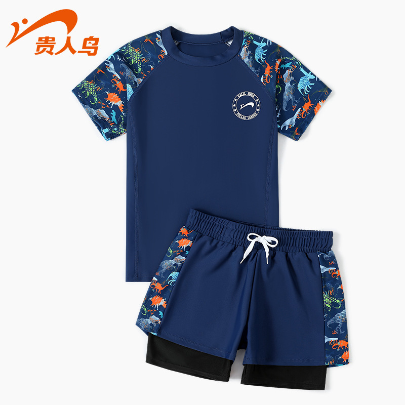 Picture of Noble Bird children's swimsuit boys' two-piece boys' middle and big children's swimsuit new swimming trunks swimsuit set equipment wholesale