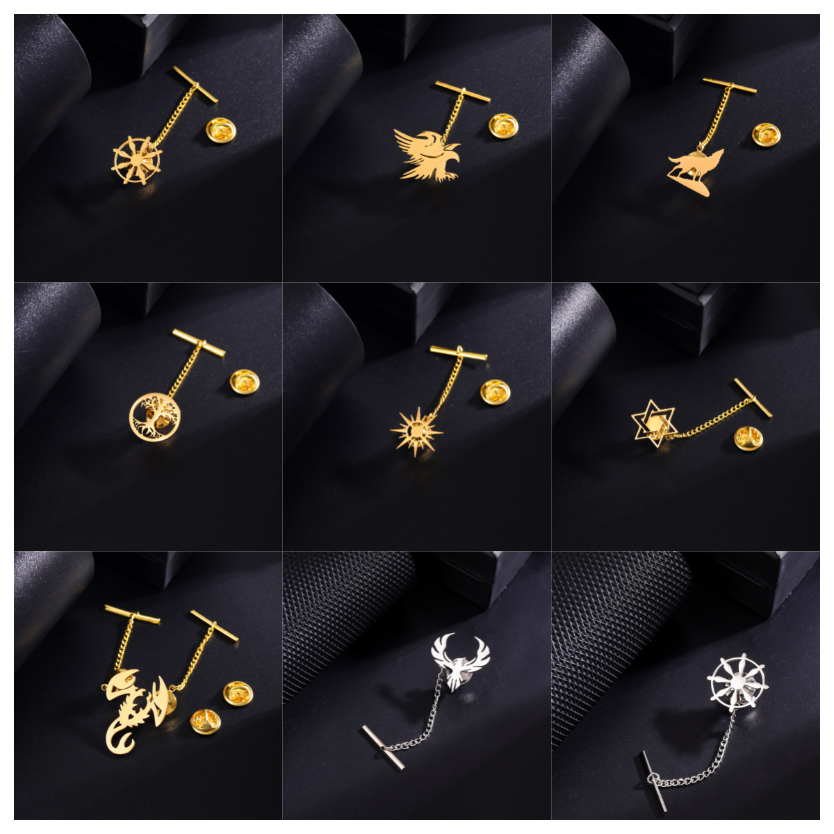 Fashion Personality Phoenix Stainless Steel Brooch Men's Suit Coat Lassel Pin Women's dress Anti-Light Brooch
