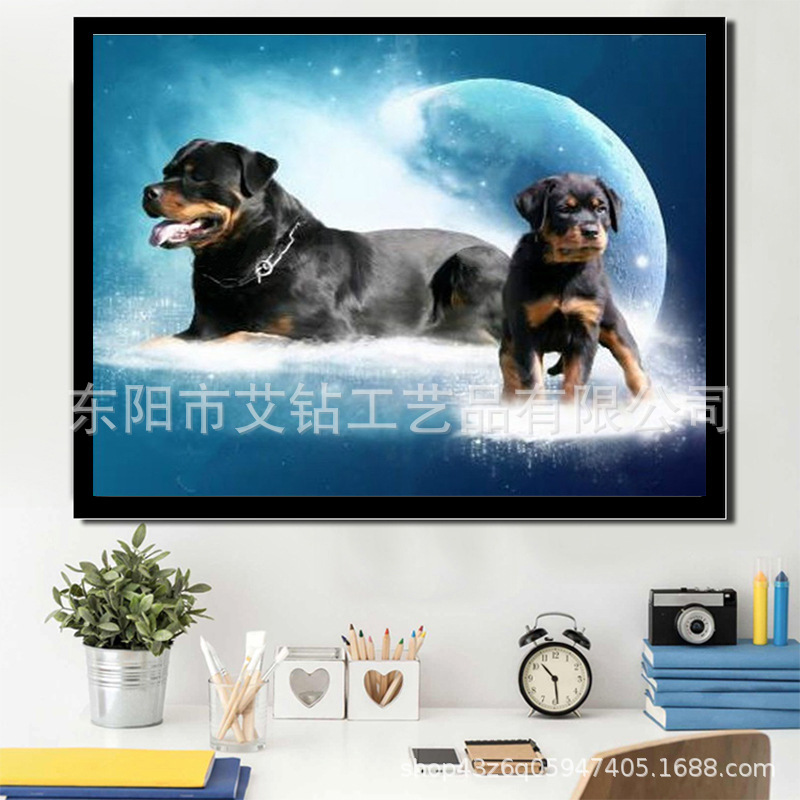 Foreign trade wholesale for new 5d Diamond painting animal series Rowena dog full diamond living room Foreign trade Wholesale