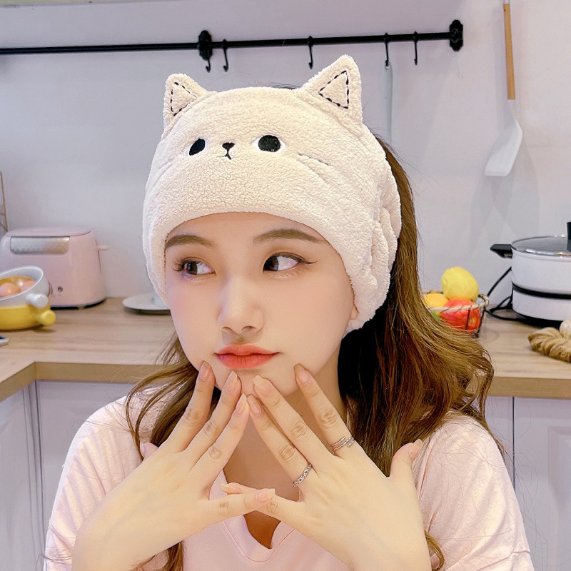 Girl's Cat Ears Moon Headband Coral Velvet Hair Belt Wash Face Hair Cover Headband Cartoon Animal INS Fengzi Makeup Remover