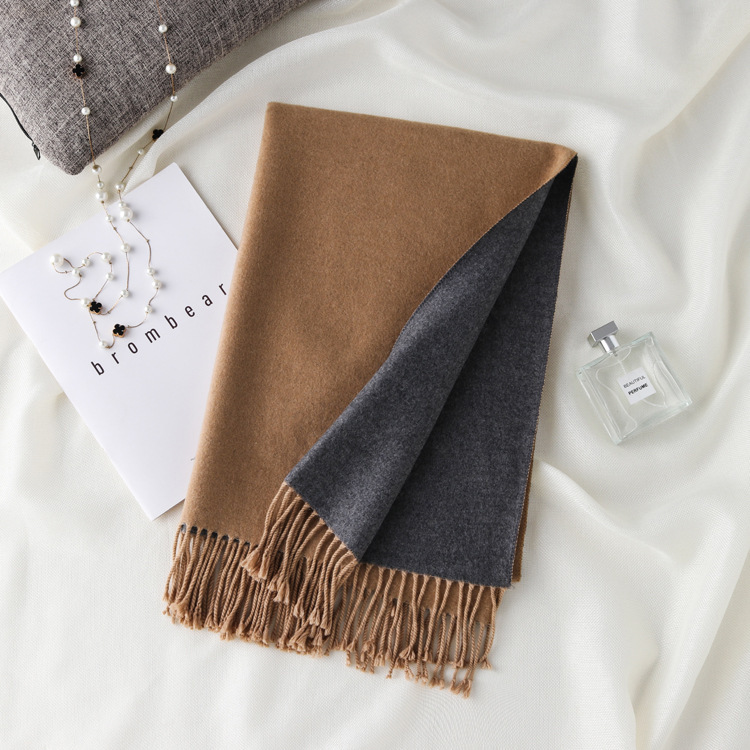 Picture of Korean export autumn and winter new high quality cashmere scarf women's long double-sided color matching shawl warm scarf women