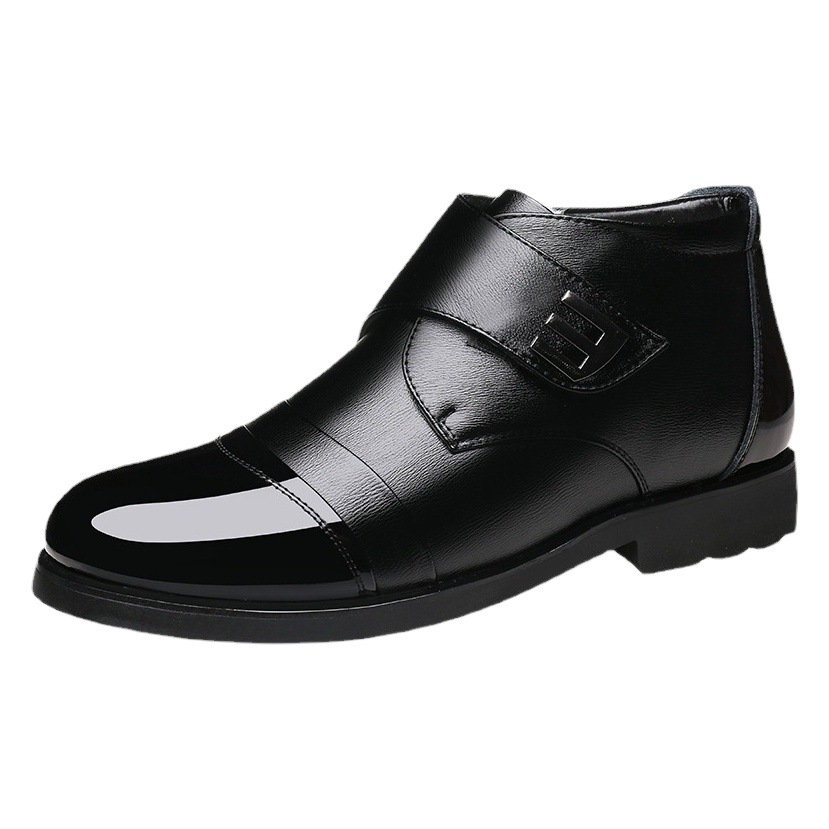 Winter Shoes Winter High Top Shoes fleece-lined Men's Shoes Winter Warm Thickened Middle-aged Men's Cotton Shoes Genuine Leather Business Cotton Leather Shoes