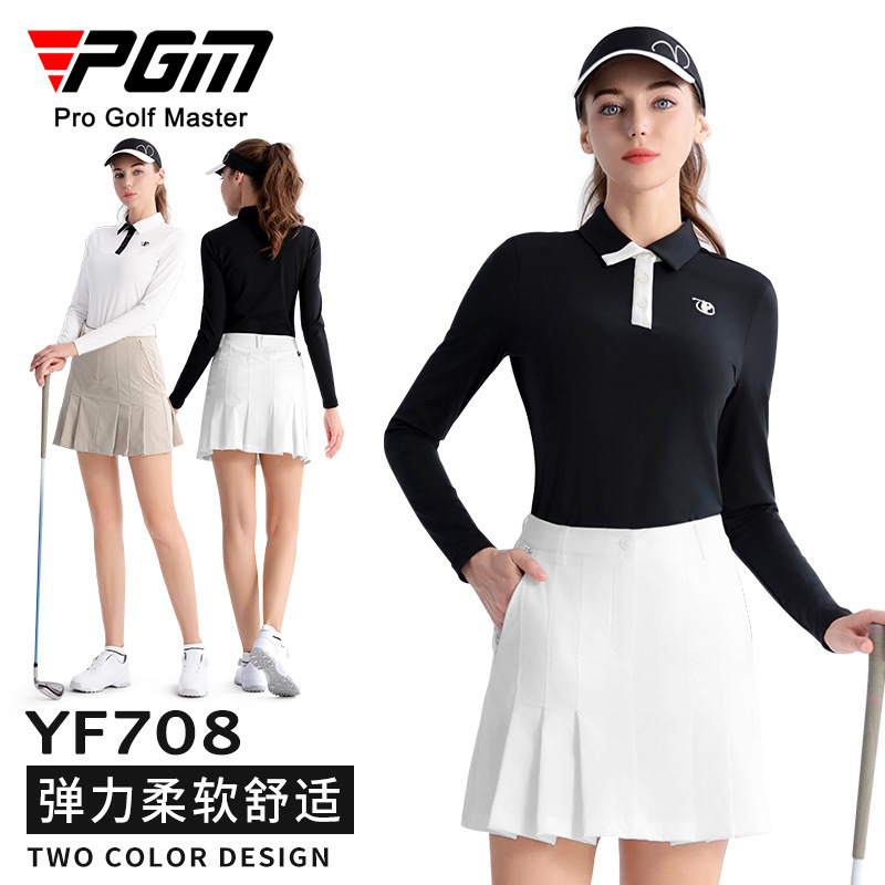 PGM Golf Clothing Women's Summer Long Sleeve Top Slim T-shirt POLO Shirt Stretch Sports Clothing Polypropylene