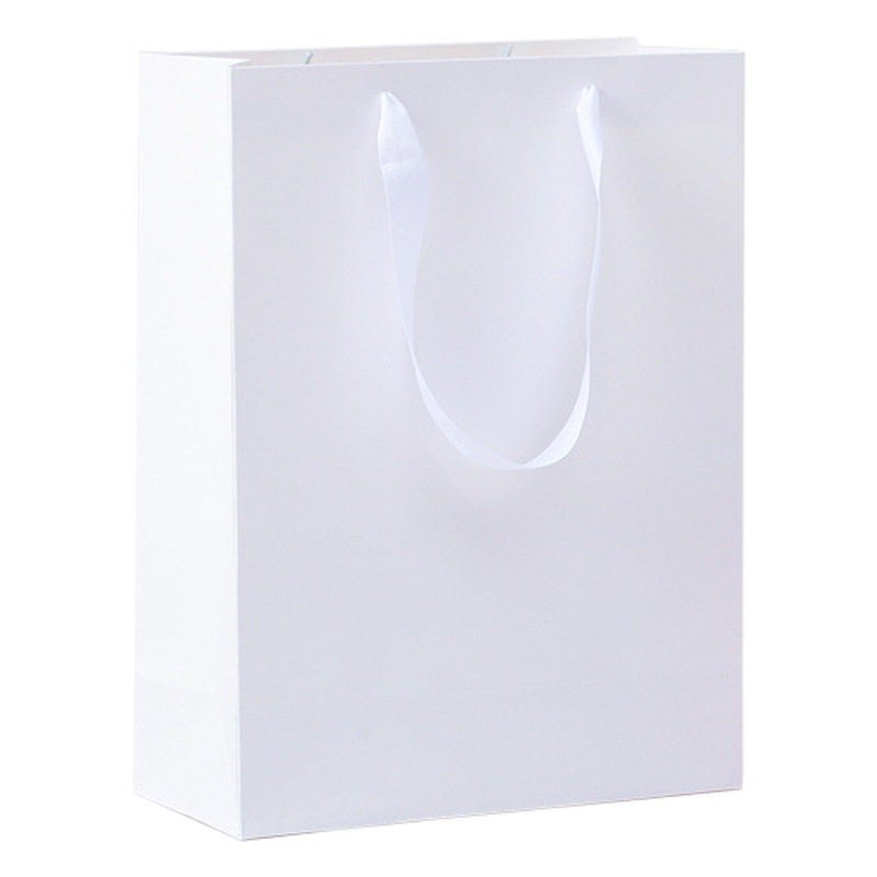 In stock white cardboard handbag clothing store women's shopping packaging gift paper bag wholesale thickened paper bag bag