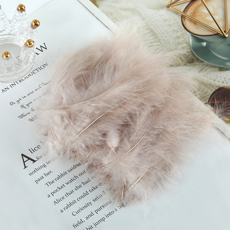 Picture of Feather decoration color turkey feather pointed tail velvet dream catcher net material wave ball gift box filler shooting props