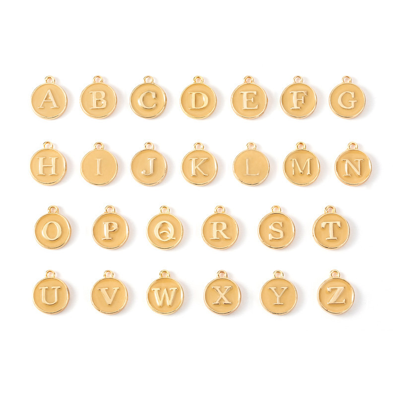 Picture of 1 diy jewelry accessories drop oil bracelet earrings small pendant drop oil 26 English letters alloy bracelet pendant