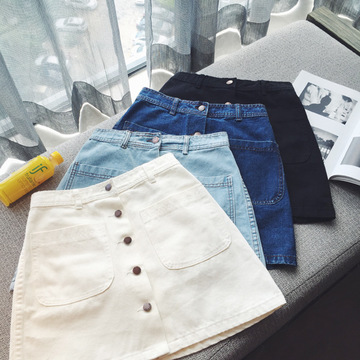 Denim skirt women's spring 2024 New Korean style versatile high waist A- line skirt ins student one-step sheath short skirt