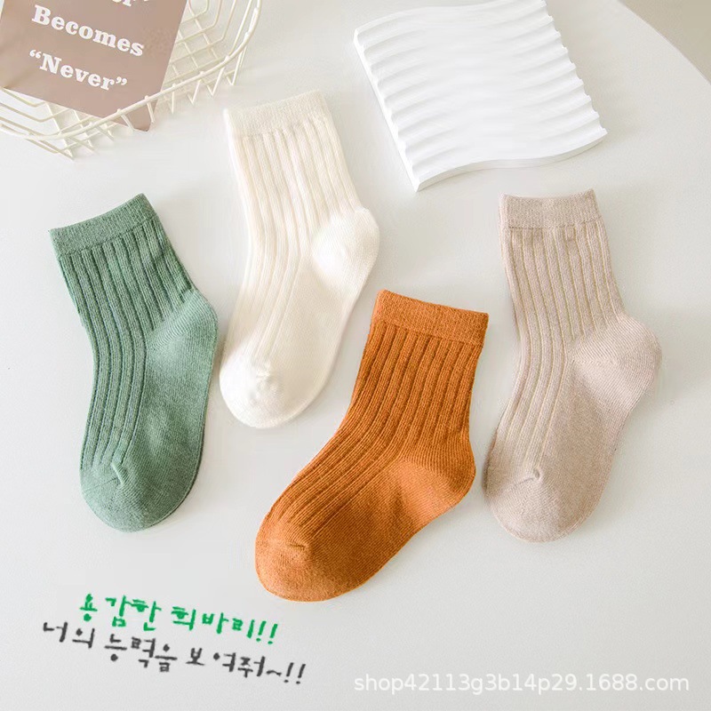 Picture of Children's socks spring and autumn Class A cotton boys' and girls' socks Korean style solid color baby mid-calf socks autumn medium and large children's fashion