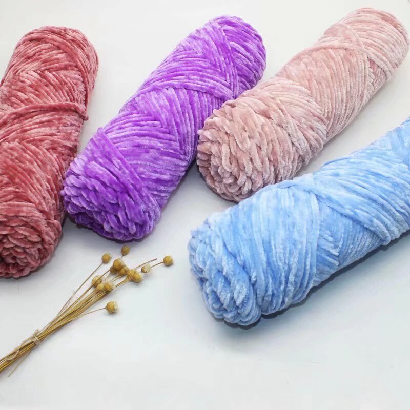 Chenille Gold Velvet Yarn Ball Hand-Knitted Scarf Shoes Doll Carpet DIY Material Package Colorful Dot Yarn
