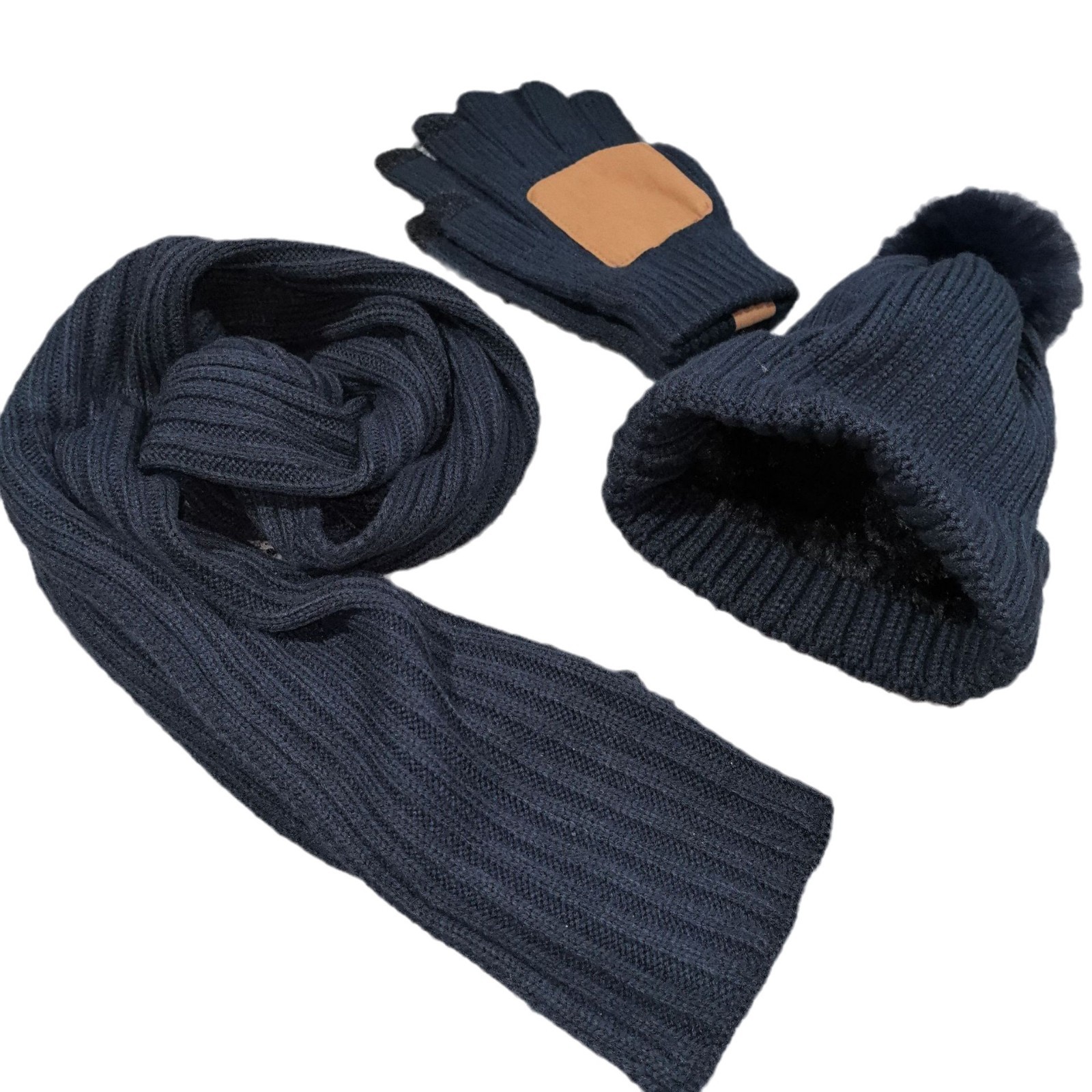 Picture of Cross-border e-commerce factory new in stock adult children 6 color women's knitted hat scarf touch screen gloves