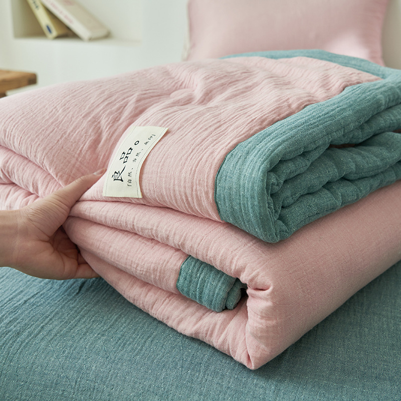 Picture of 2025 new class a double-layer yarn good soybean summer quilt four-piece set 100*150cm single summer quilt double-layer yarn-