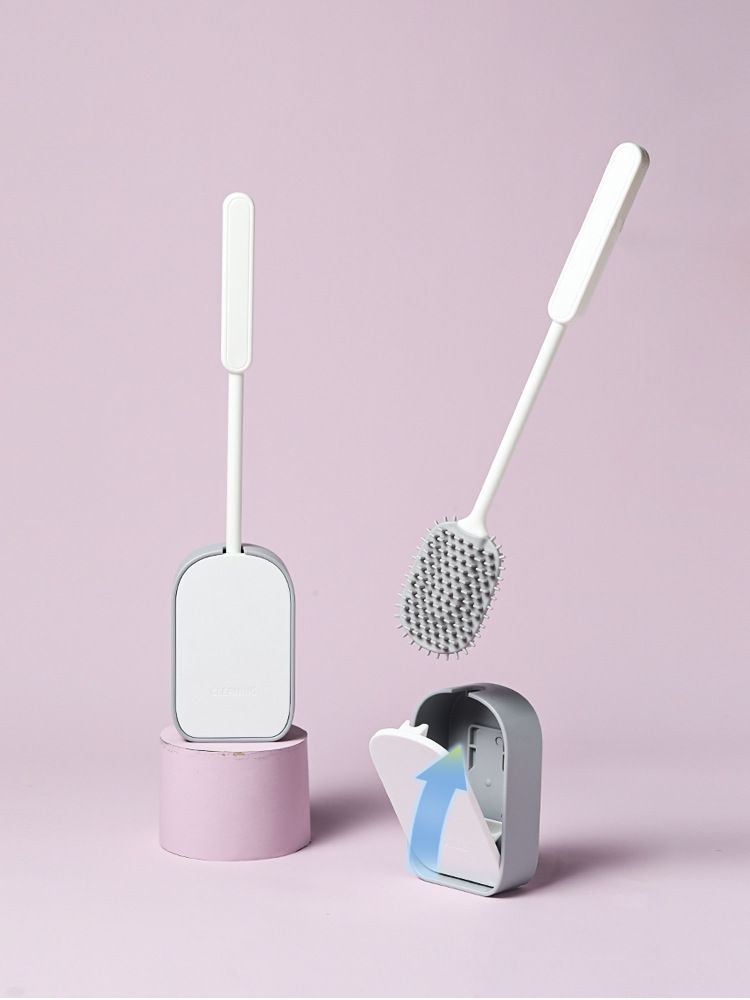 Toilet brush no dead angle toilet brush wall-mounted long handle TPR brush wall-mounted household toilet cleaning suit