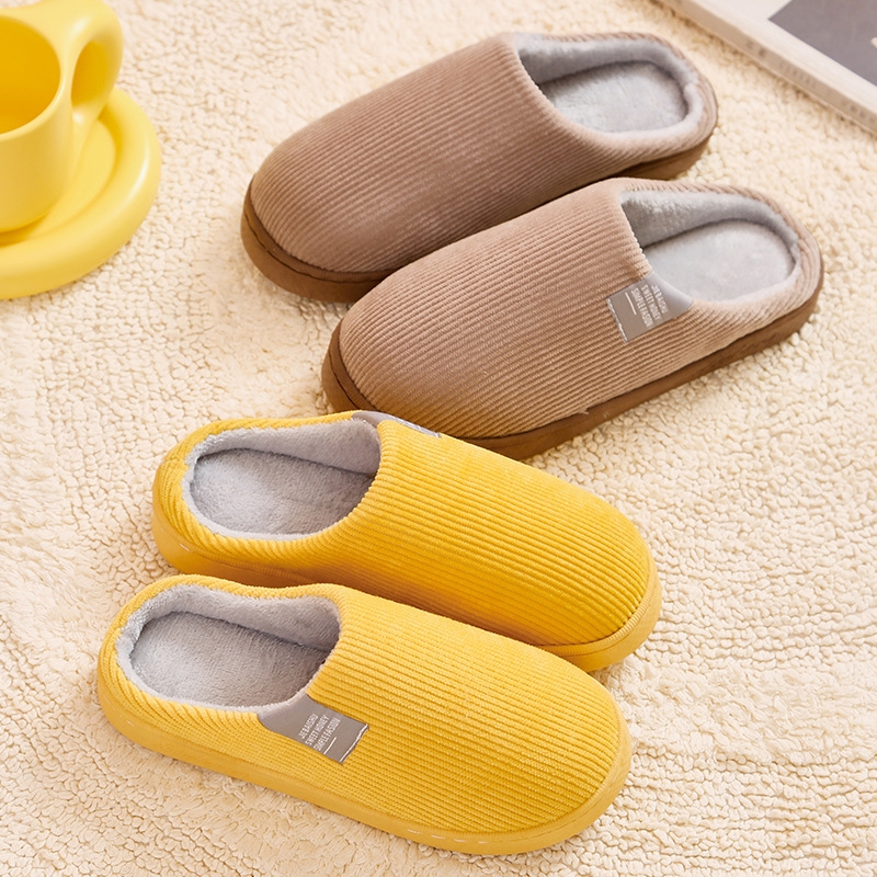 Cotton Slippers Women's Autumn and Winter Thick Bottom Non-Slip Household Home Indoor Couple Plush Cotton Slippers Men's Warm Household Cotton Shoes