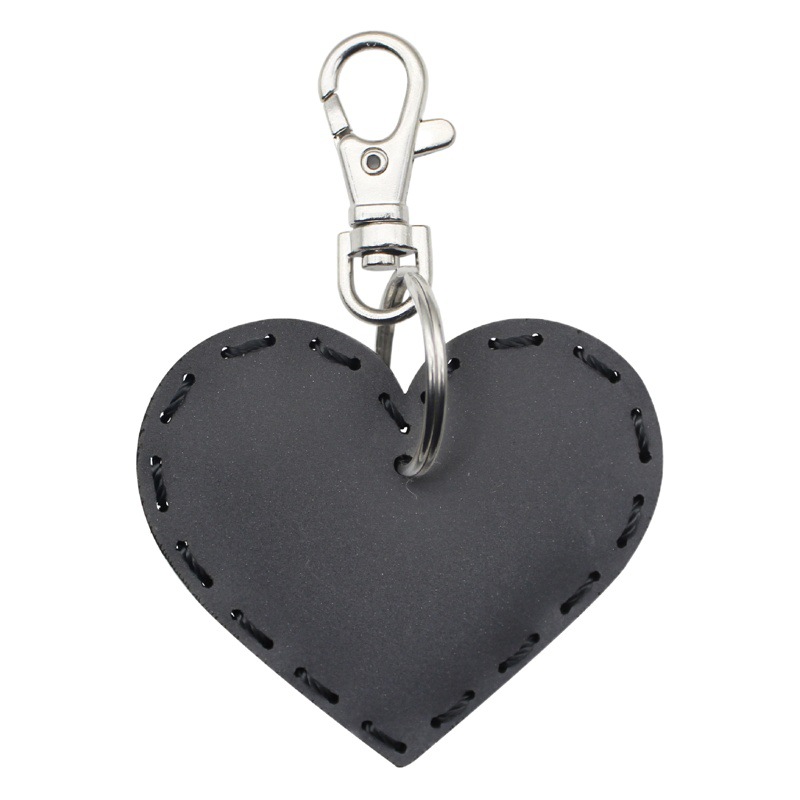 Picture of Night Light Reflective Leather Pendant Geometric Shape Love Circle Rectangular Padded Cotton Pad Stitch Keychain