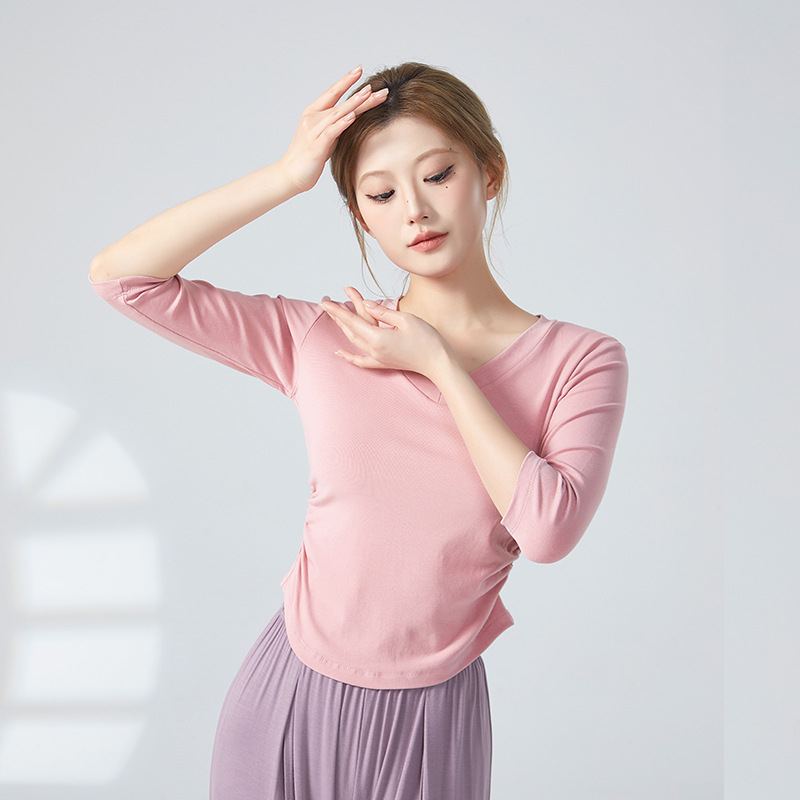 Picture of Dance Suit Top Women's V-neck Slim Look Classical Dance Suit Modern Dance National New Style Clothing Adult Dance Practice Suit
