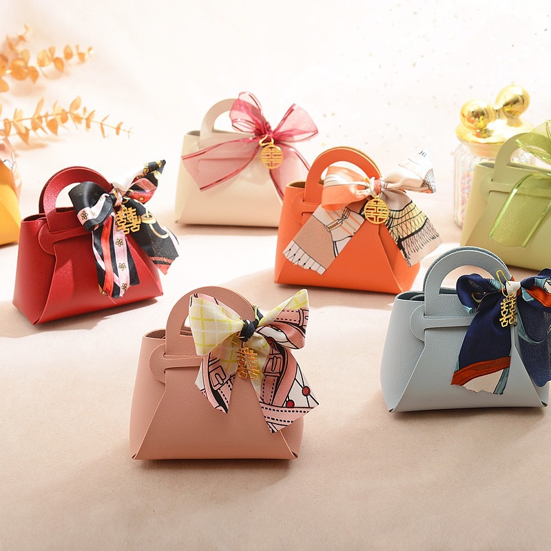 Cross-Border Gift Box, Light Luxury Style Pu Leather Bag, Portable Candy Gift Box, Wedding Candy Box, Gift Bag, Wedding Favor