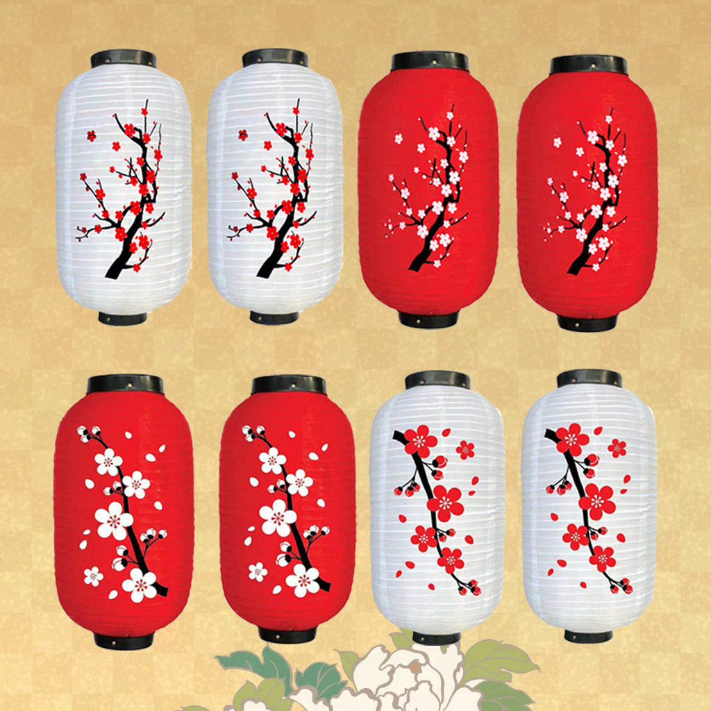 Picture of Japanese Style Lantern and Korean Style Folding Mid-Autumn Silk Cloth Lantern Chandelier Plum Blossom Ancient Style Sushi Dish Decoration