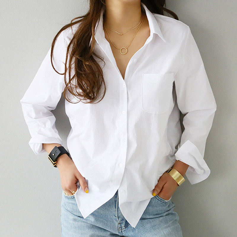 Picture of Spring and Summer 2025 New Solid Color Base Long-sleeved Shirt OL Professional Slim-fit Slimming Lapel Shirt for Women