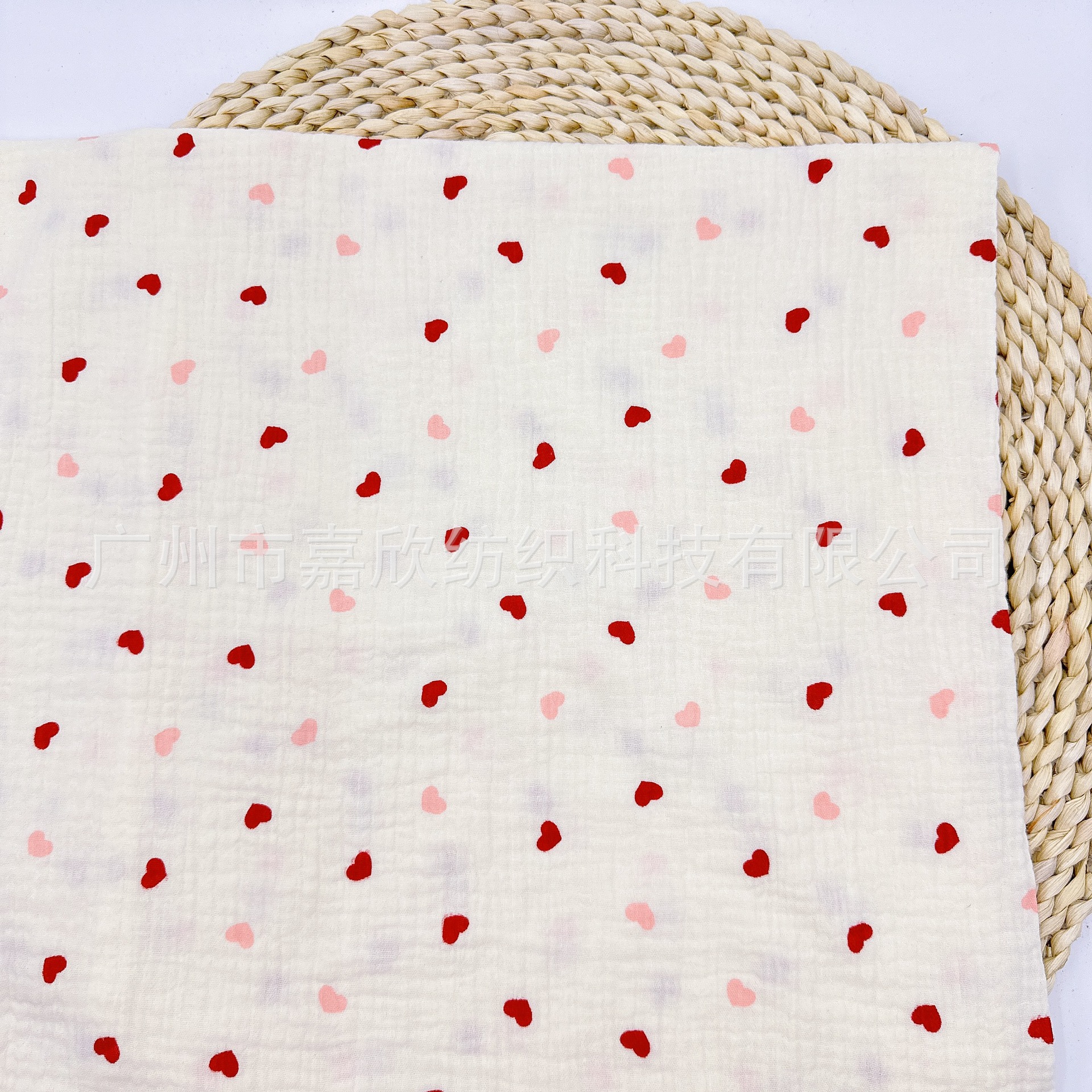 Zhongda Cotton Double Gauze Muslin Love Printed Fabric Baby Gauze Children's Clothing Blanket Fabric