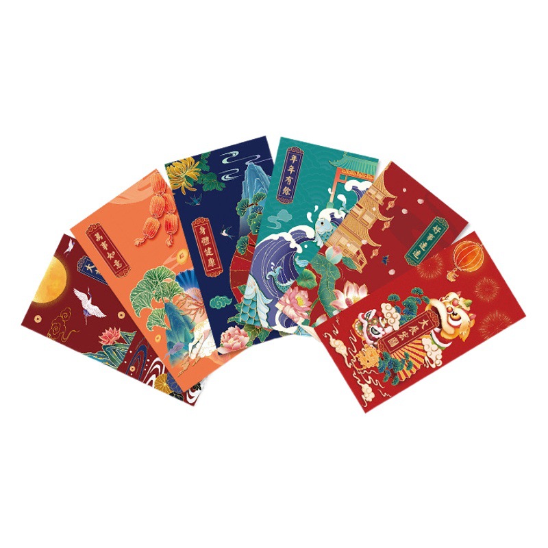 New Year Red Envelopes Creative Gold Stamping Chinese Style Spring Festival Lucky Money Red Packets Wedding Red Envelope Bags Wholesale