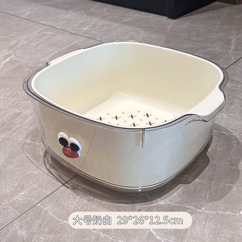 Picture of Double Layer New Dopamine Drain Basket Cute Household Fruit and Vegetable Cleaning Basket Two-in-One Thickened Vegetable Washing Basket