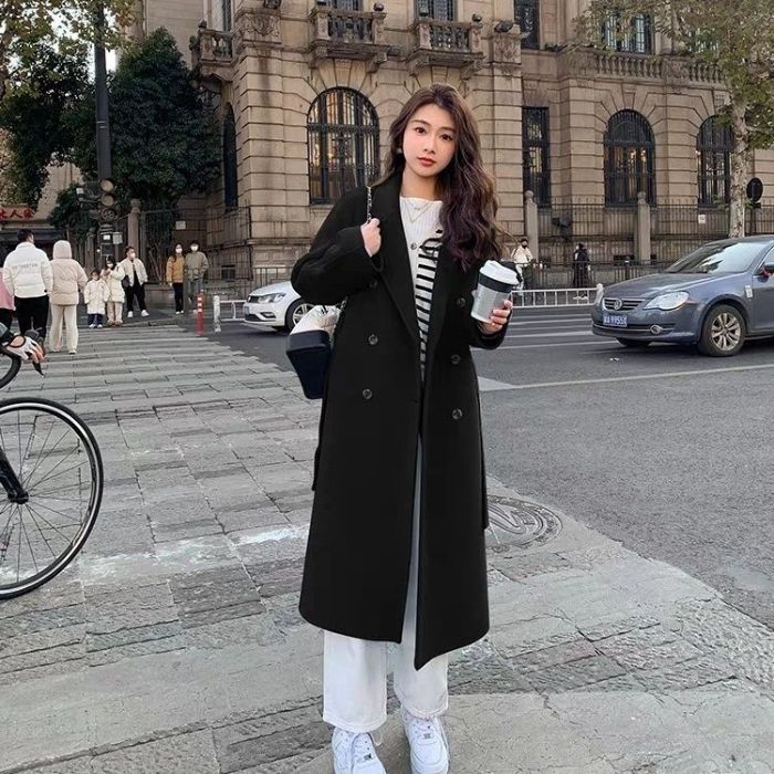 Picture of High-end Woolen Coat Women's Maillard Fashion New Double-breasted Design Autumn and Winter Woolen Coat Mid-length