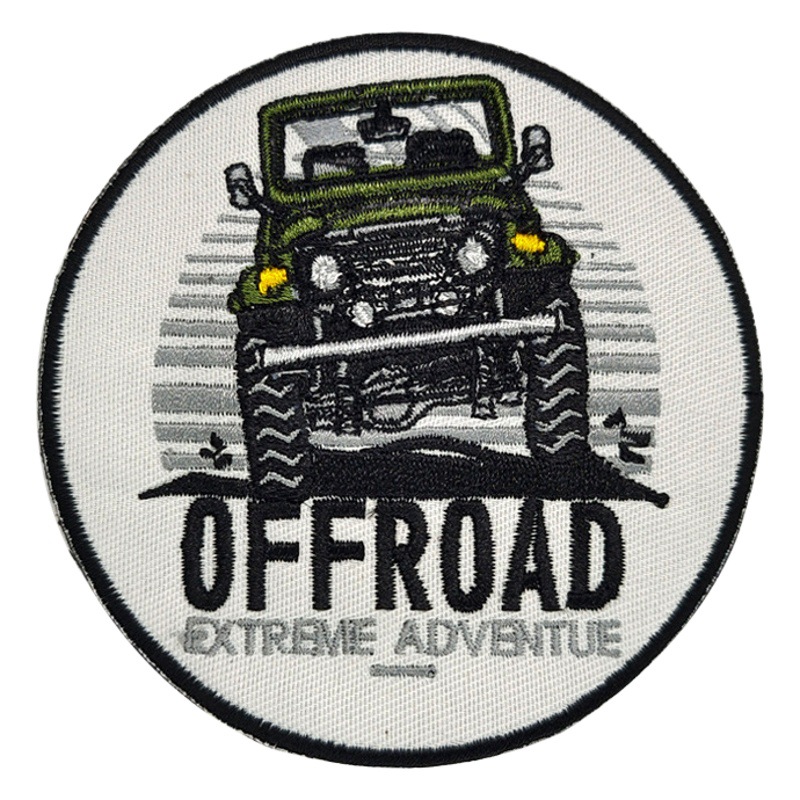 Outdoor SUV Velcro Embroidered Cloth Sticker Distinctive Backpack Accessories Crossing Adventure Badge with Hook Noodle