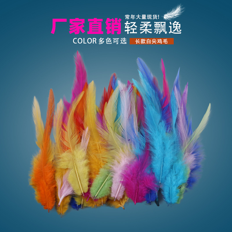 Picture of Factory wholesale diy color feather 200.00 cm-266.66 cm inch white pointed feather feather accessories dream catcher clothing decoration