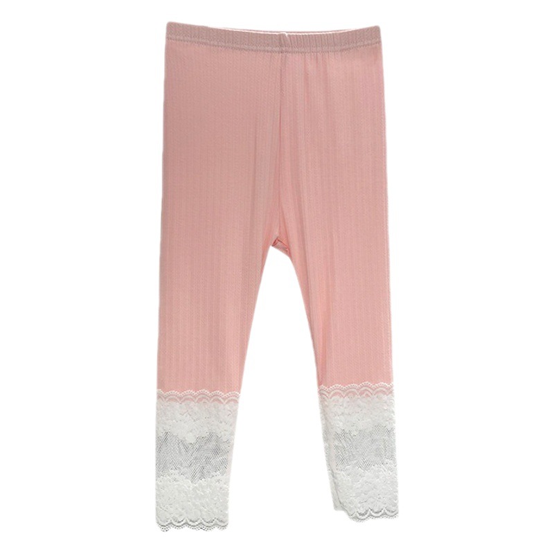 2024 Summer Children's Leggings Korean Style Trendy Lace Modal Girls' Leggings Children's Capri Pants for Toddlers