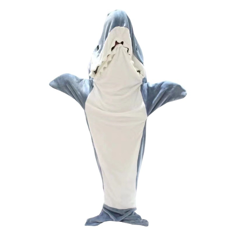 Shark blanket adult super soft soft velvet hoodie sleeping bag wearable loose one-piece pajamas in stock