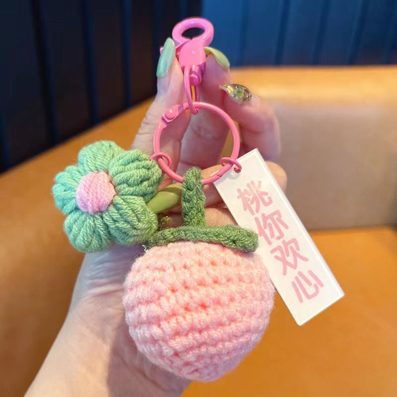 Picture of Wool knitted handmade pendant Persimmon Persimmon Ruyi keychain good thing happened pendant gift box accessories hanging jewelry