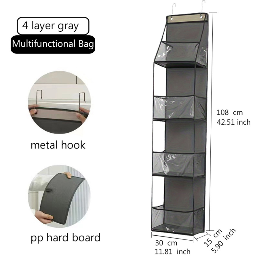 Picture of Storage Hanging Bag Wall-Mounted Door Rear Stereo Multi-Layer Dormitory Storage Bag Multi-Functional Clothing Toy Storage Bag Storage