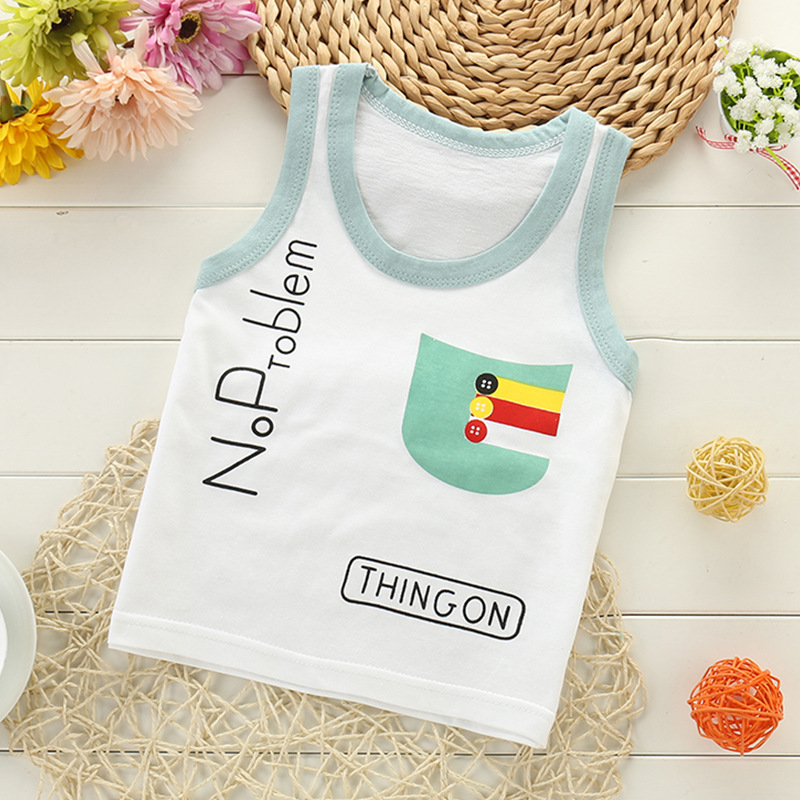 Picture of Children's single-piece vest cotton summer new boys sleeveless top girls Korean version of small and medium-sized children's base shirt wholesale